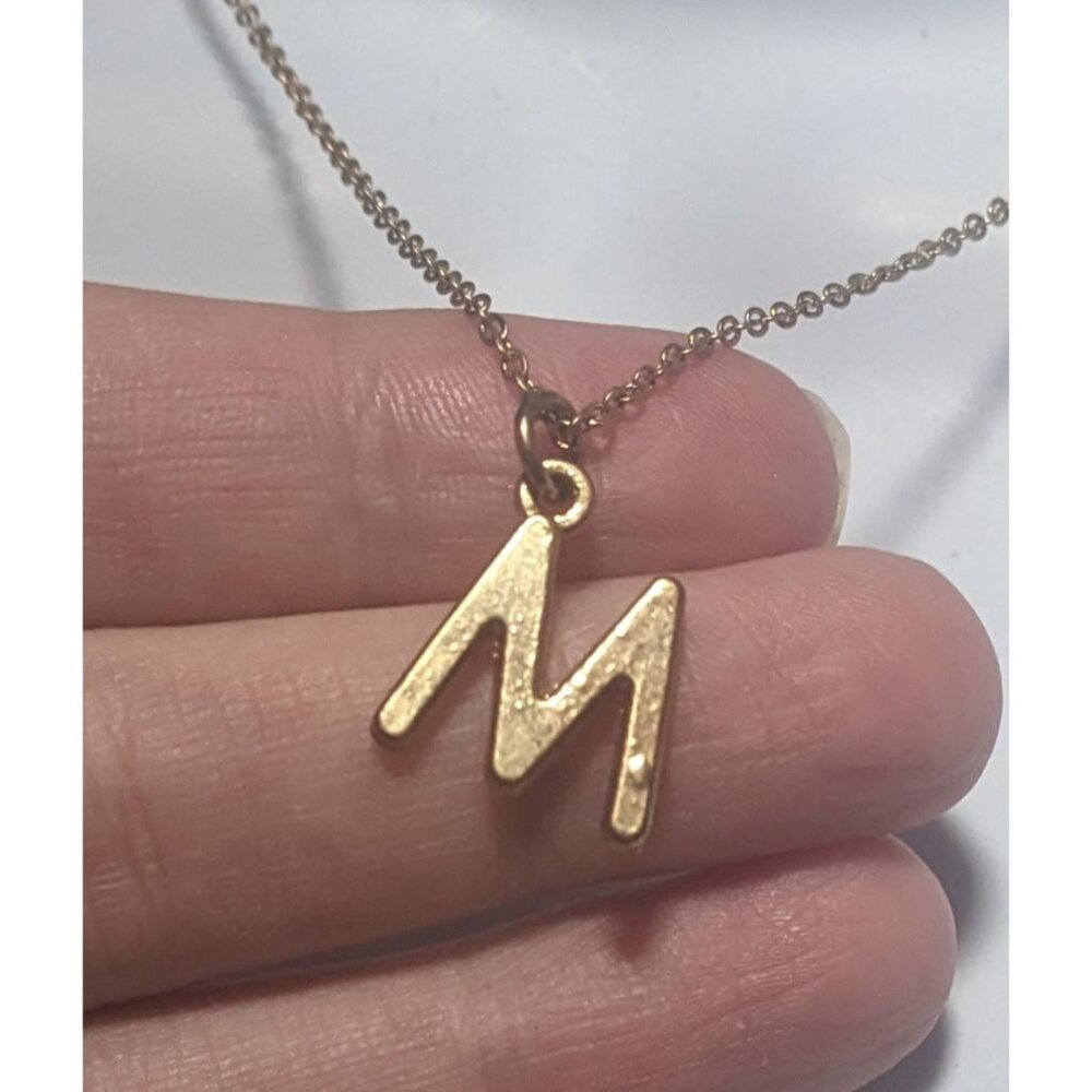 Gold Letter M Necklace - Picture 7 of 7